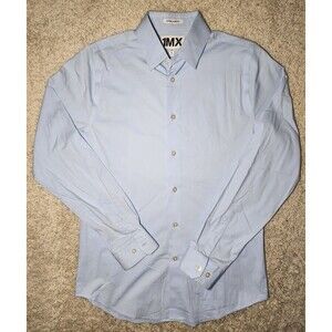 Express 1MX Shirt Mens Small Blue Fitted Dress Button Front Long Sleeve Stretch
